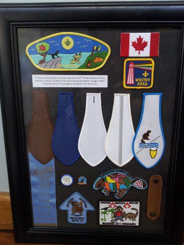 Collection of Scouts Canada Beaver badges from Whitby 9th sent to 1st Kalamunda Joey Mob near Perth Australia